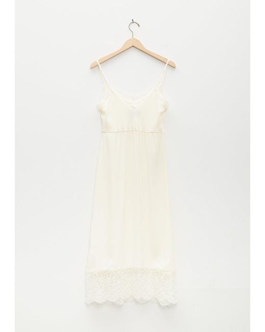 Simone Rocha White Slip Dress W/ Deep Lace Trim