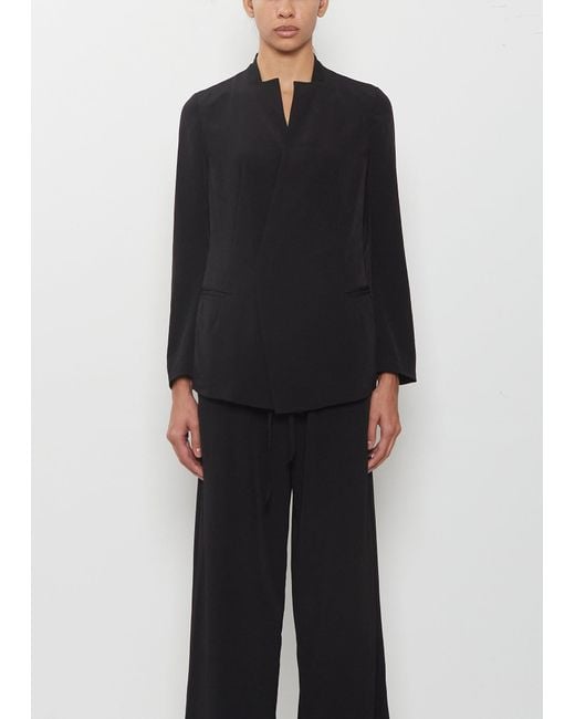 Y's Yohji Yamamoto Black Crepe Stand Collar Jacket