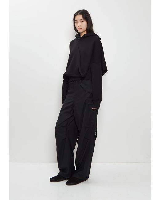 Junya Watanabe Black Cotton French Terry Asymmetrical Hoodie