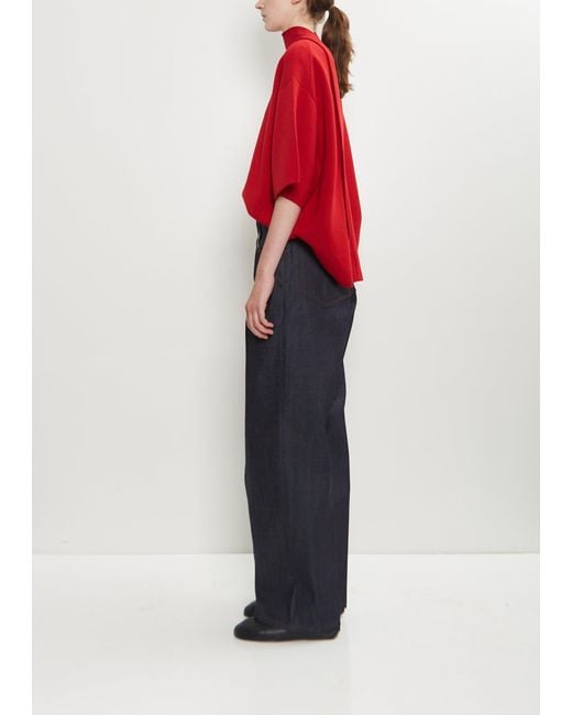 Carven Red Washed Cotton Straight Jeans