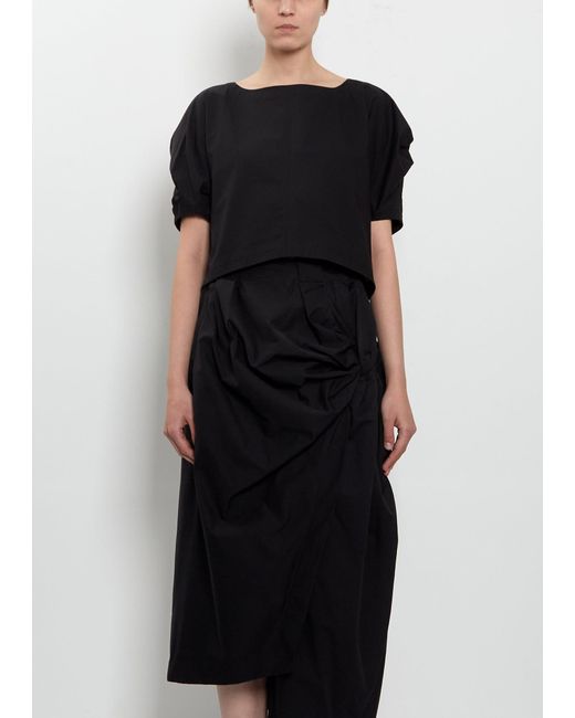 Issey Miyake Black Cotton Blend Twisted Drape Top