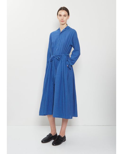 Pas De Calais Blue Organic Cotton Shirt Dress