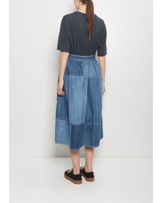 Visvim Blue Denim Elevation Patchwork Skirt