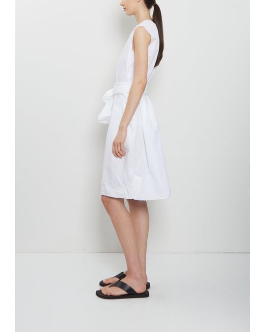 Scha White Sleeve Scarf Paper Cotton Sleeveless Dress
