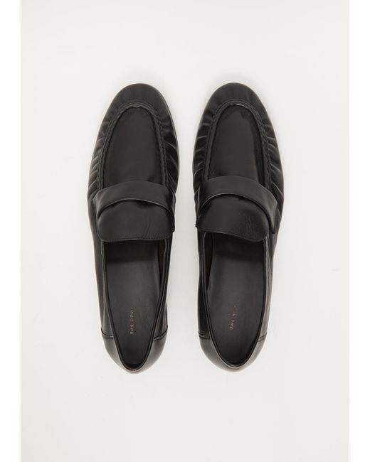 The Row Soft Loafer — Black in White | Lyst