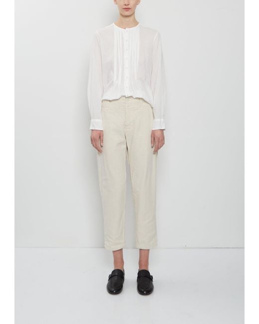 Pas De Calais White Linen Cotton Tapered Pants