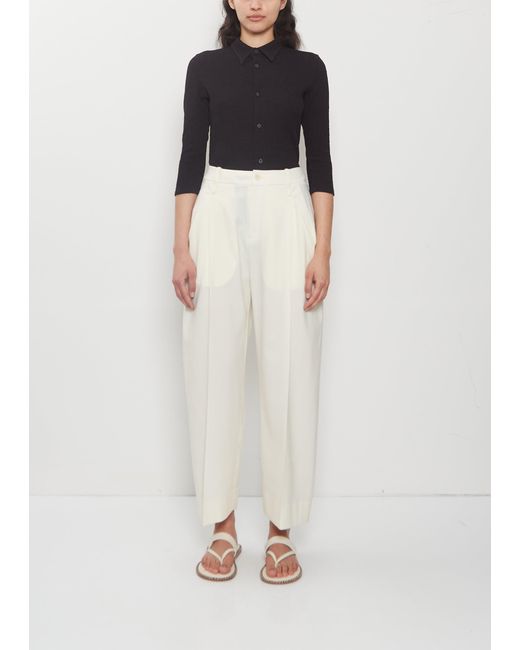 Issey Miyake White Belted Wool Pants
