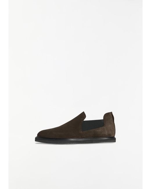 The Row Men White Parker Suede Slip On