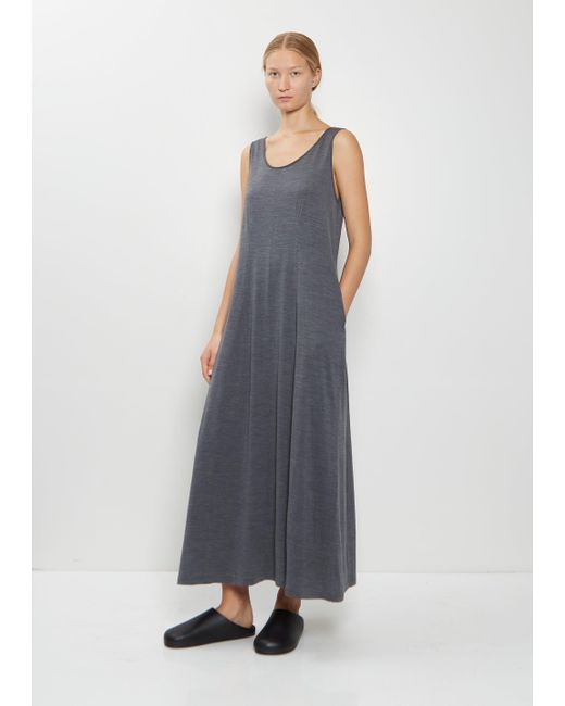 Auralee Blue Wool Jersey Tank Dress