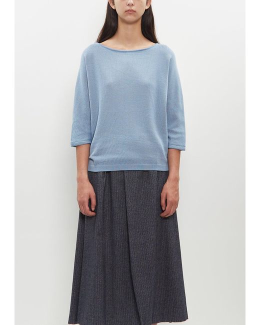 Stephan Schneider Blue Merino Wool-cotton Unita Boatneck Sweater