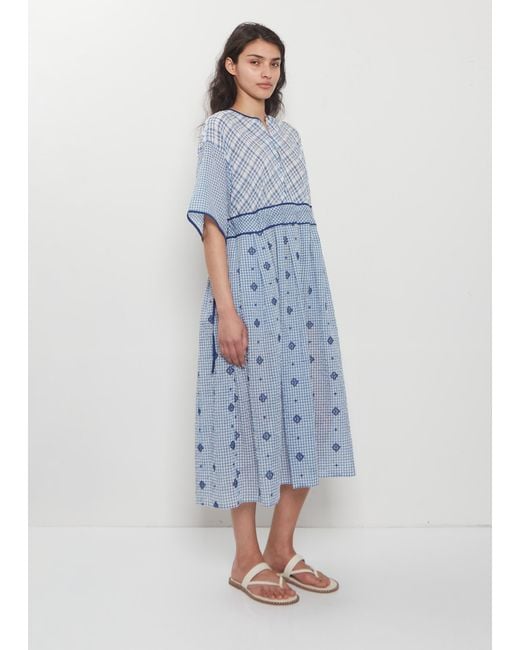 Antipast Blue Trim Detail Embroidery Cotton Dress