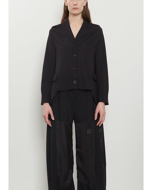 Sacai Black Wool Suiting X Cotton Knit Cardigan