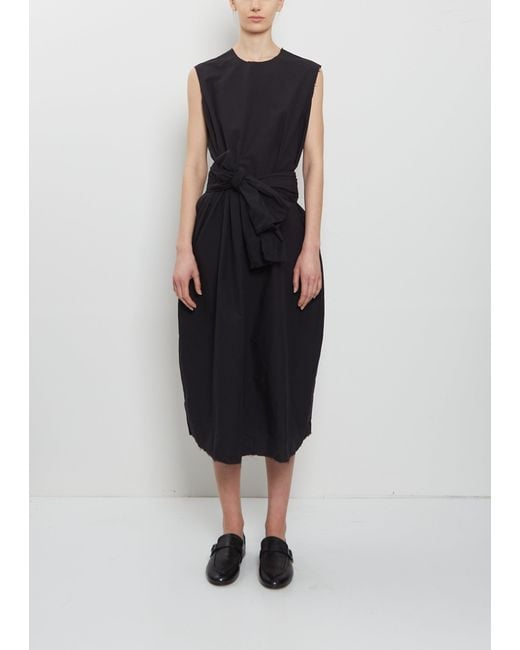 Scha Black Sleeve Scarf Paper Cotton Sleeveless Dress