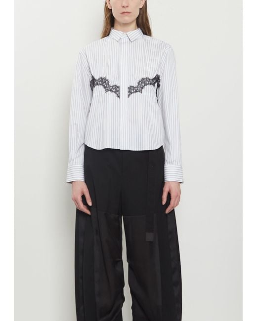 Sacai White Lace Detail Poplin Shirt