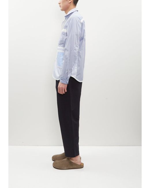 Junya Watanabe Blue Cotton Stripe X Check Shirt
