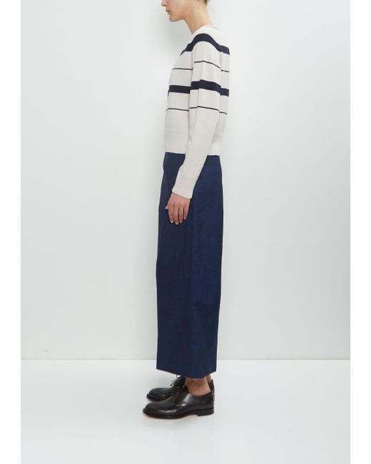 Margaret Howell Blue Cashmere Cotton Roll Edge Jumper