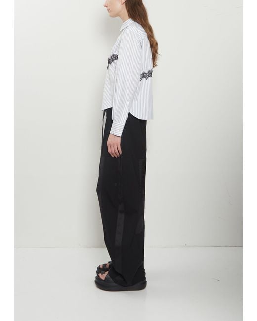 Sacai White Lace Detail Poplin Shirt