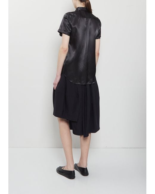 Comme des Garçons Black Rosette Taffeta Short Sleeve Blouse