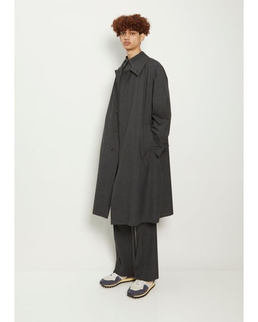 AURALEE Men's Super Fine Tropical Wool Collar Coat in Blue