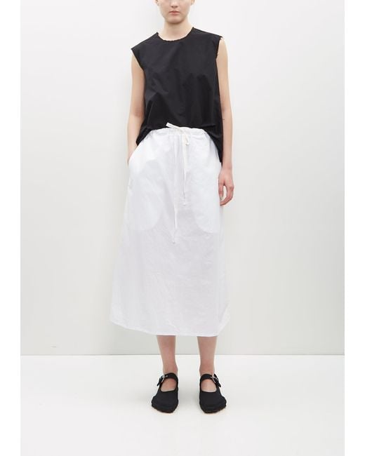 Scha White Two Pockets Twisted Skirt Medium-long