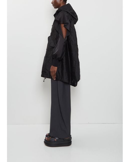 Sacai Black Hooded Quilted Satin Vest