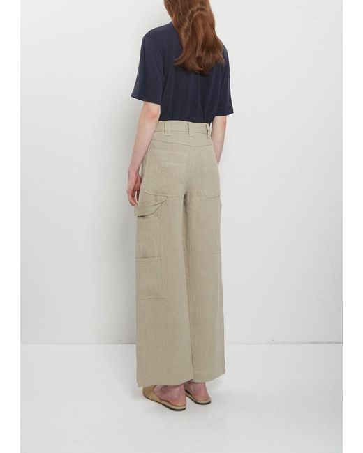Meta Campania Collective Blue Frankie Heavyweight Linen Workwear Trousers