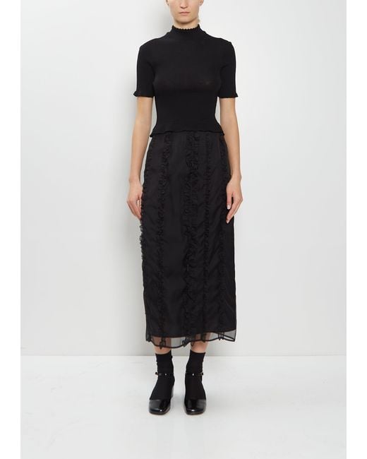 Cecilie Bahnsen Women's Black Ocean Silk Skirt