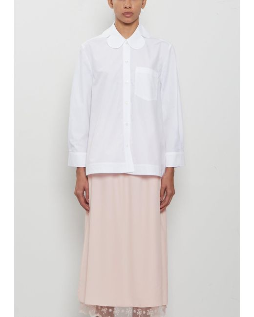 Simone Rocha White Cropped Petal Collar Masculine Shirt