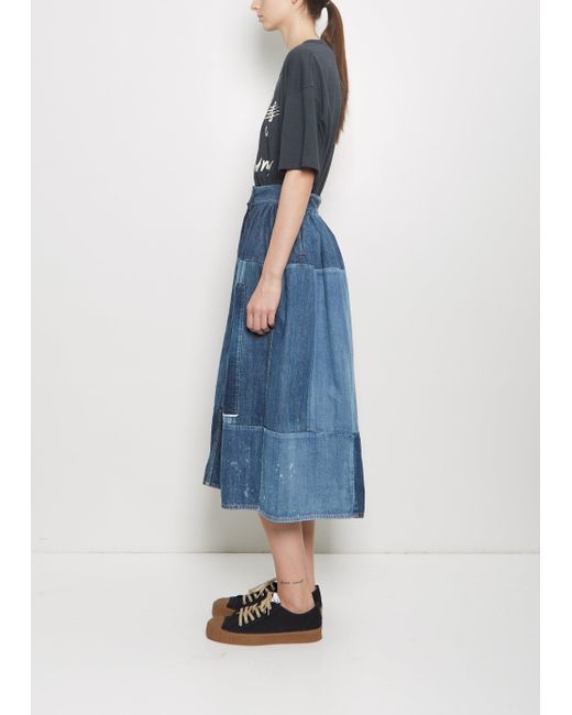 Visvim Blue Denim Elevation Patchwork Skirt