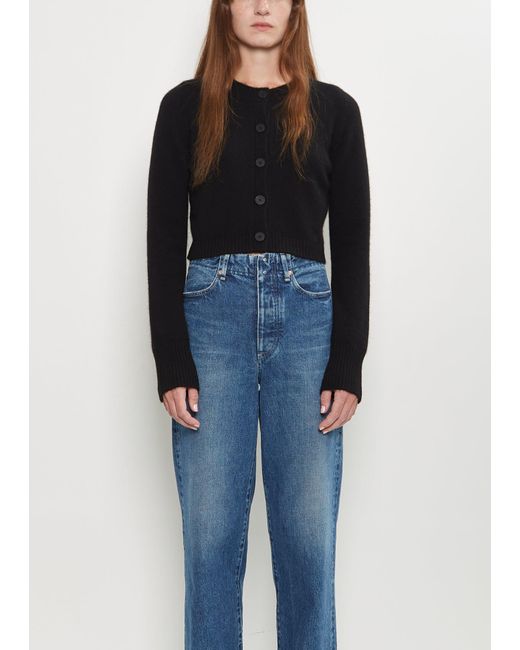 Loulou de Saison Black Zephir Cashmere Cropped Cardigan