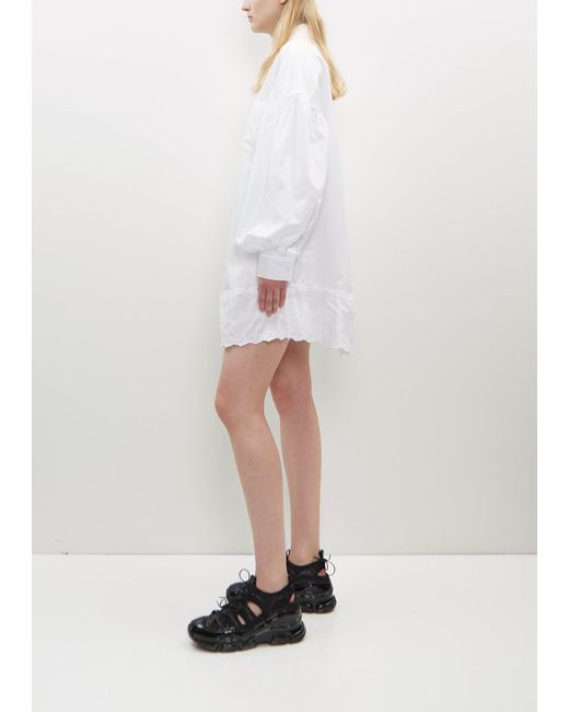 Simone Rocha White Signature Sleeve Short Shirt Dress W/ Trim