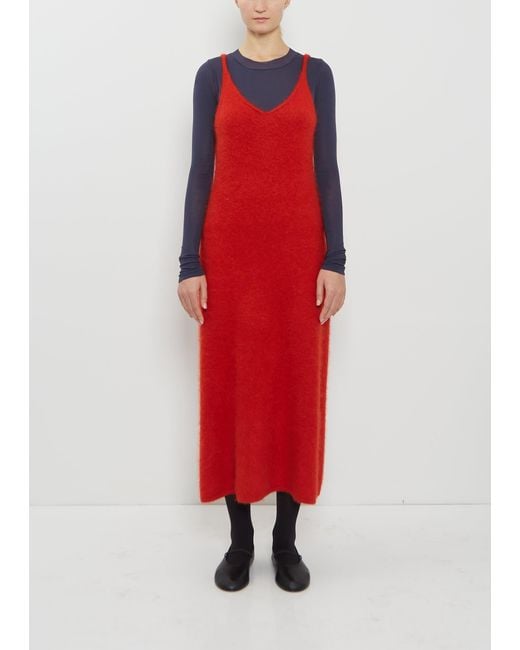 Auralee Red Alpaca Knit Dress