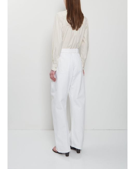 Lemaire White Twisted Belted Cotton Pants
