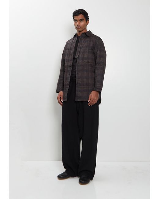 Yohji Yamamoto Black Plaid Padded Cotton Shirt