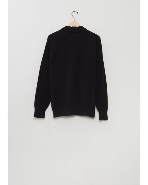 Margaret Howell Black Seamless Pocket Polo Wool Cashmere Shirt