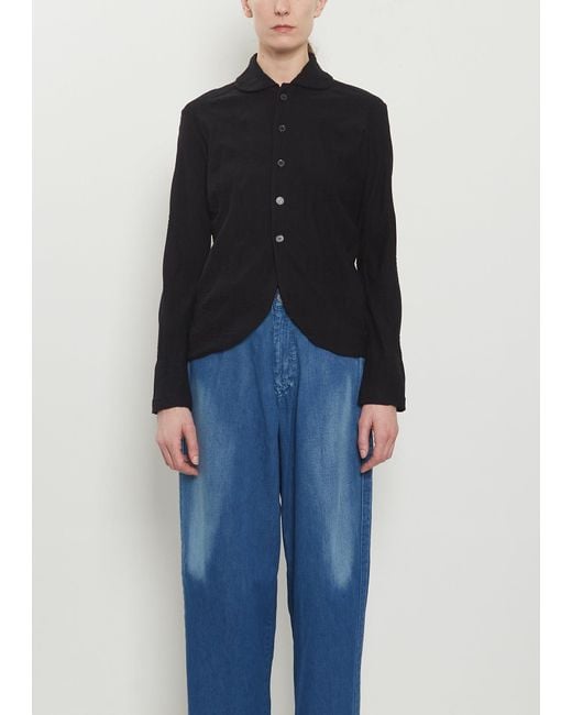 Y's Yohji Yamamoto Blue Round Collar Cotton Jacquard Cardigan
