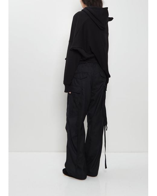 Junya Watanabe Black Cotton French Terry Asymmetrical Hoodie