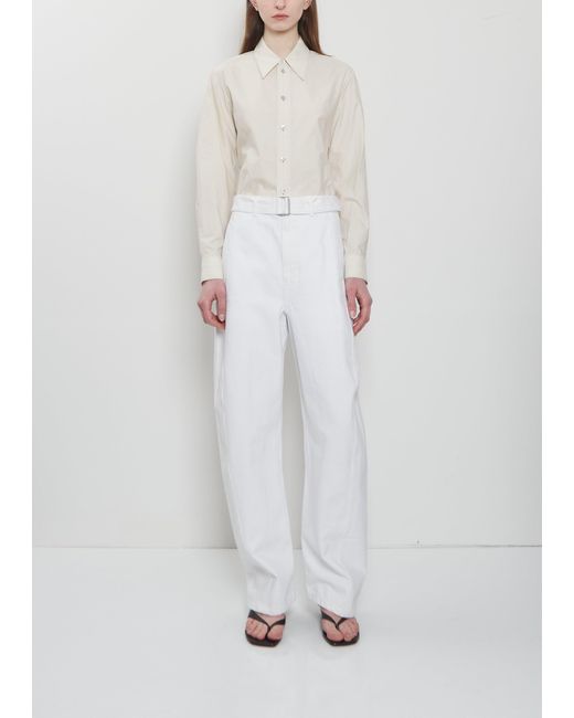Lemaire White Twisted Belted Cotton Pants