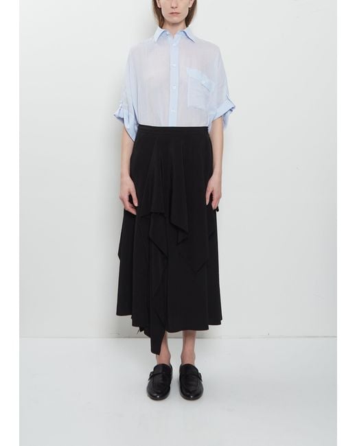 Y's Yohji Yamamoto White Drape Detail Crepe Skirt