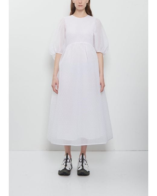 CECILIE BAHNSEN White Darmen Matelassé Dress