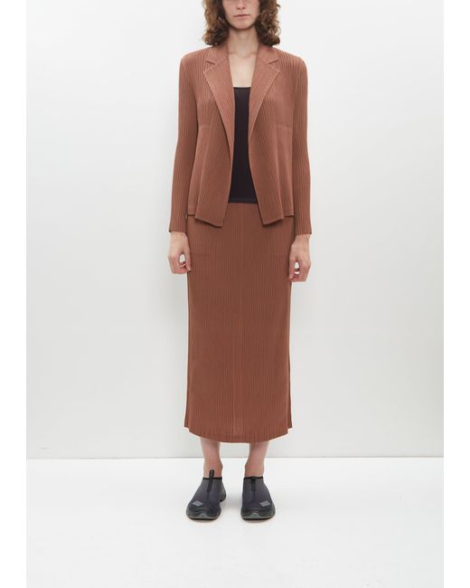 Issey Miyake Hatching Pleats Jacket in Brown | Lyst 