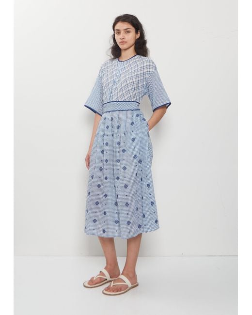 Antipast Blue Trim Detail Embroidery Cotton Dress