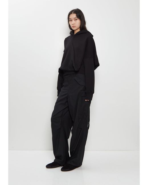 Junya Watanabe Black Cotton French Terry Asymmetrical Hoodie