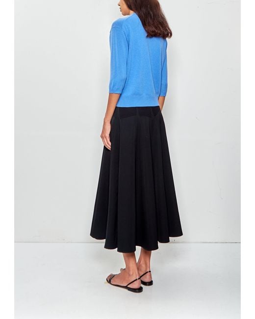 6397 Blue Elbow V-neck Cashmere Sweater