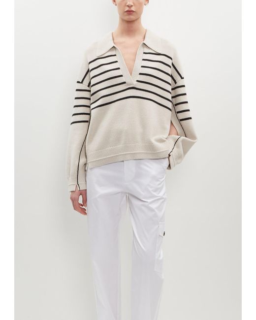 Maria McManus White Cashmere Blend Jersey Collar Sweater
