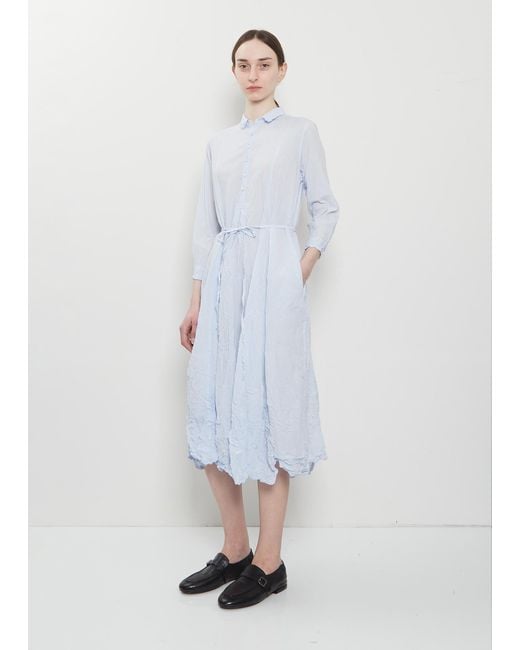 Pas De Calais White Washed Cotton Crinkle Dress