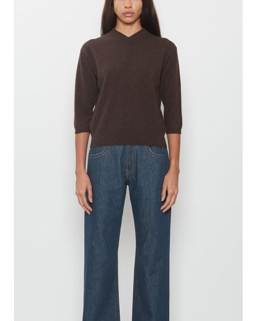6397 Black Elbow V-neck Cashmere Sweater