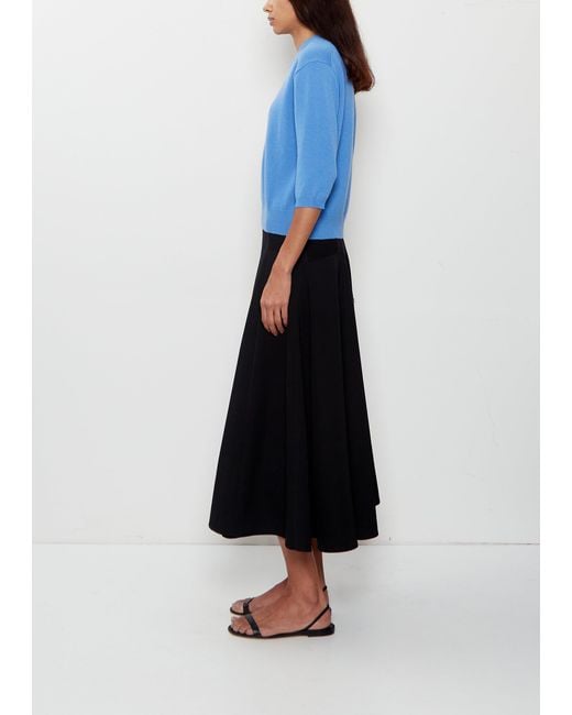 6397 Blue Knit Combo Godet Skirt