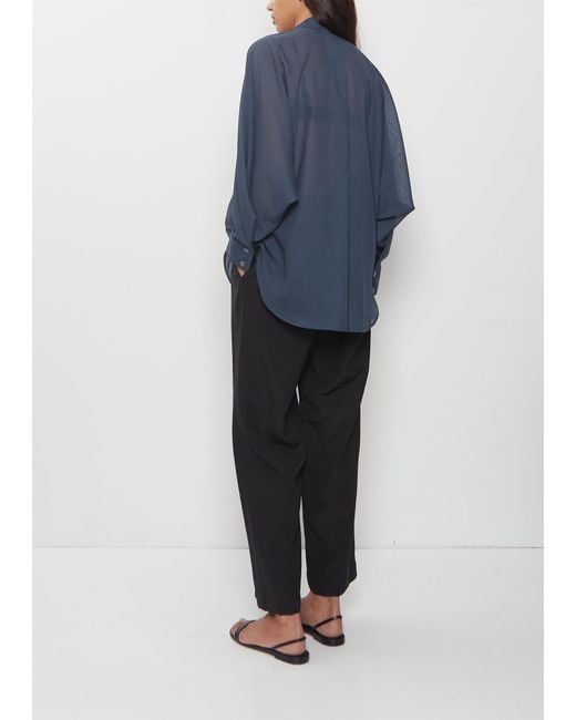 Issey Miyake Blue Sheer Wool Dolman Sleeve Shirt