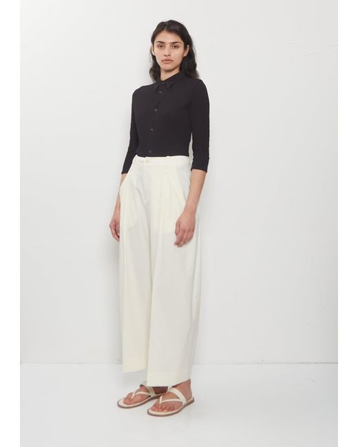 Issey Miyake White Belted Wool Pants